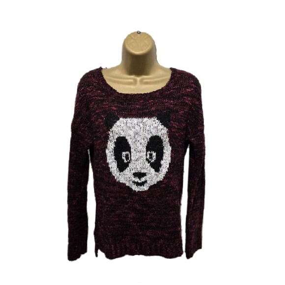 VTG 90s y2k Sweater Womens Medium Panda Bear Kawaii Anime Knit Girlhoodcore Twee - Picture 9 of 9